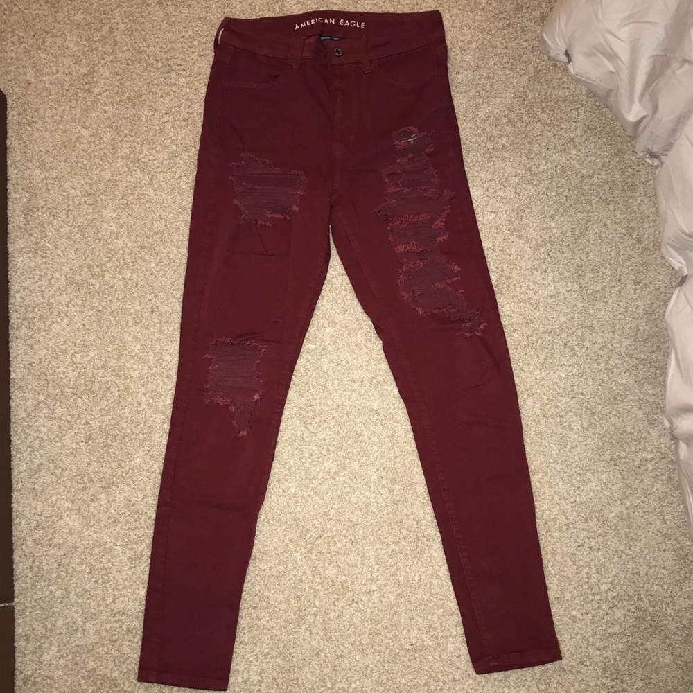 Red AEO Super High-Rise Jeggings